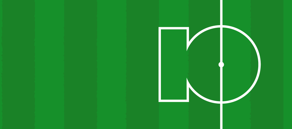 Online sports betting with 10bet. Football court with a stylized 10bet logo at the center of the field.