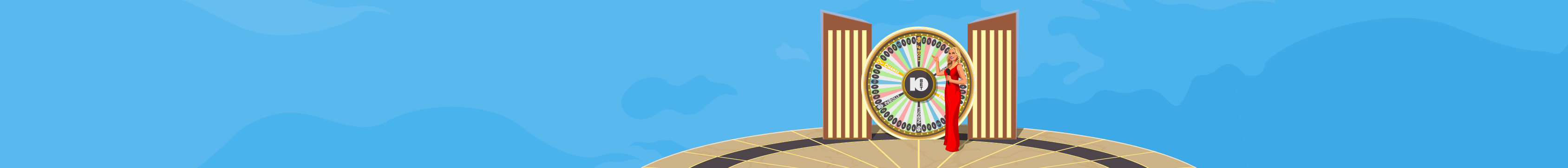 Live casino with 10bet. A casino illustration with a stylized a 10bet logo.
